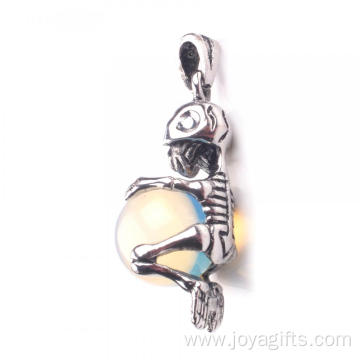 Gems Precious Opal Jewelry Skull Silver Pendant